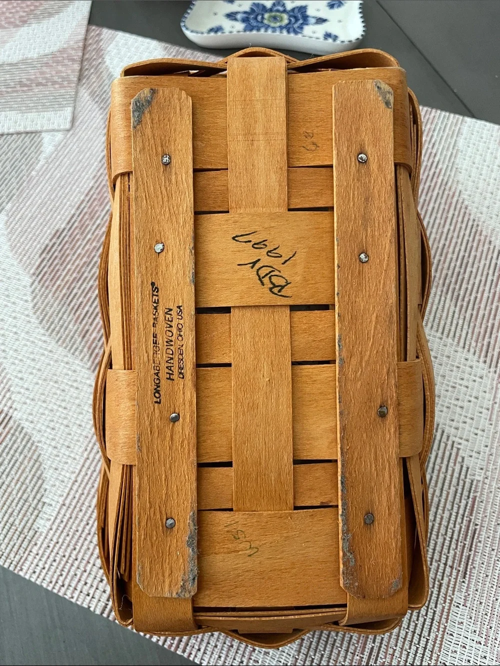 Longaberger Natural Brown Woven Bread Basket with Clear Liner